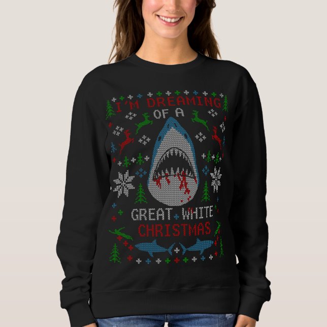 Underbar, vit haj Ugly jul-sötare T Shirt (Framsida)