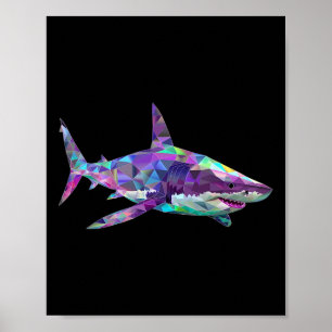 Underbar vit hajpolygon Fishing Scuby Diving Sha Poster