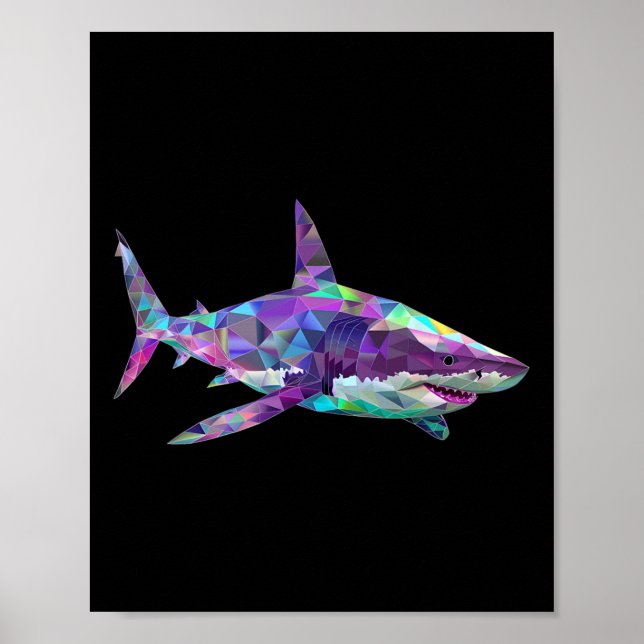 Underbar vit hajpolygon Fishing Scuby Diving Sha Poster (Framsidan)