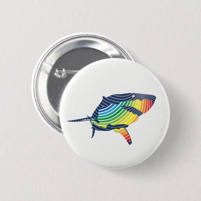 Underbar vit hajsvosh knapp (Framsida & baksida)