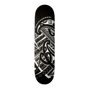 underbar vit på svart stam- samoan tatuering skateboard bräda 20 cm