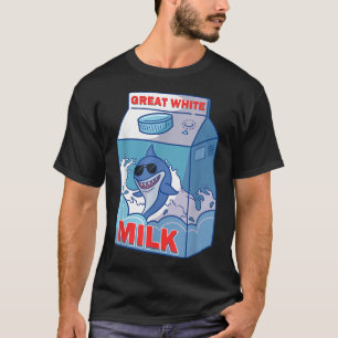 Underbar Vita Shark Mjölk Bo Carton Pack Funny Qui T Shirt