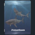 Underbar vithaj i Oceanens Personlig iPad Skydd<br><div class="desc">Den här designen kan vara personlig i det område som tillhandahålls genom att ändra fotot och/eller text. Du kan också anpassa den genom att klicka för att anpassa ytterligare alternativ och ta bort eller ändra färg i bakgrunden, lägga till text, ändra texten färg eller stil eller ta bort texten för...</div>