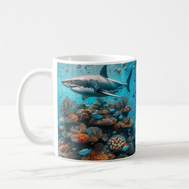 underbar vithaj kaffemugg (Vänster)