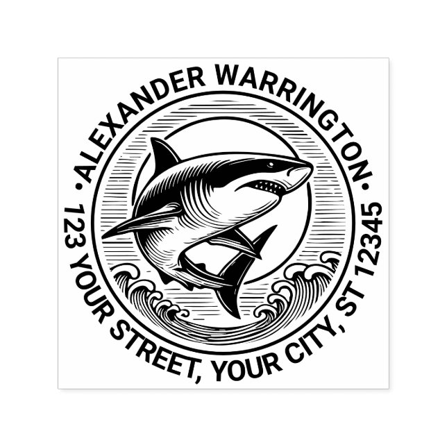 Underbar vithaj ovanför Returadressen Vinkarare Na Självfärgande Stämpel (Design)