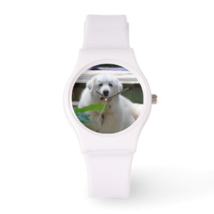 Underbar vitPyrenees hund Armbandsur