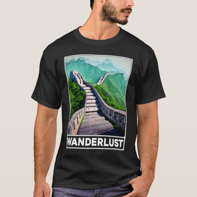 Underbar Wall of China Wanderlust T Shirt (Framsida)