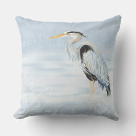 Underbar Watercolor Blue Heron Bird Wildlife Art Utomhuskudde