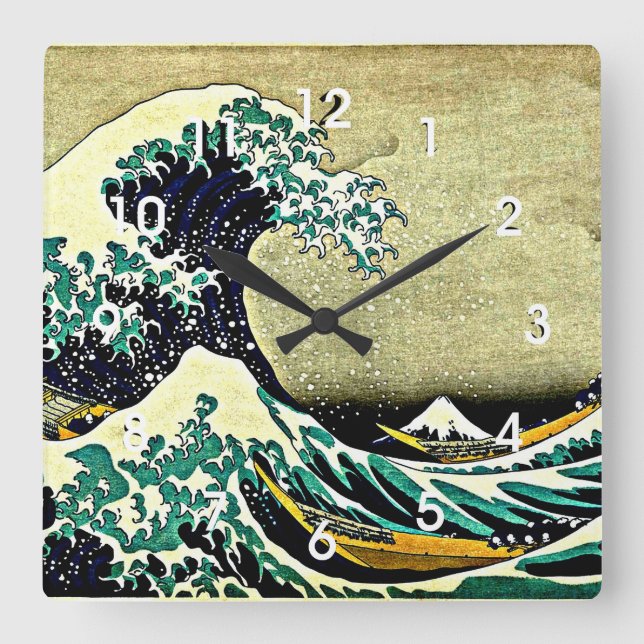Underbar Wave av Kanagawa Fyrkantig Klocka (Framsida)