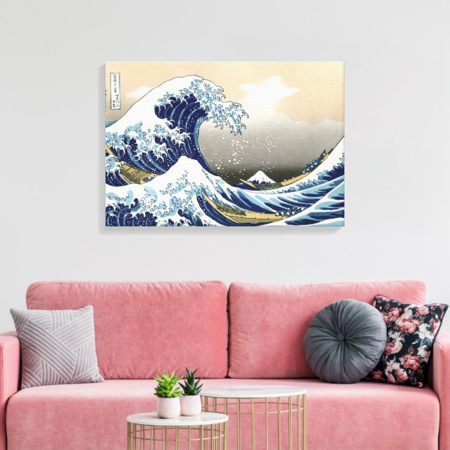 Underbar Wave av Kanagawa | Hokusai | Canvastryck (Insitu (Vardagsrum))