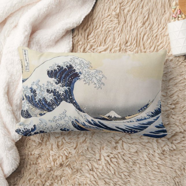 Underbar Wave av Kanagawa Hokusai Lumbarkudde (Filt)