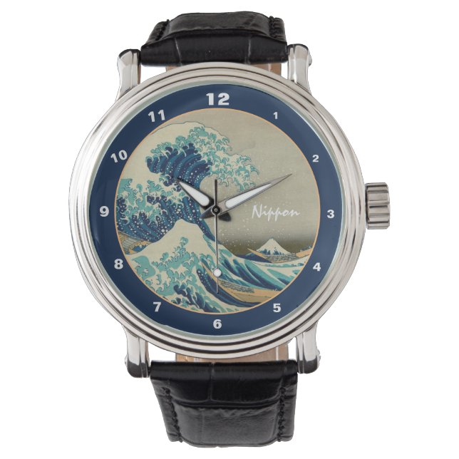 Underbar Wave av Kanagawa & Japansk Art watch Japa Armbandsur (Framsida)