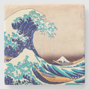 Underbar Wave Av Kanagawa Japansk Vintage Fine Art Stenunderlägg