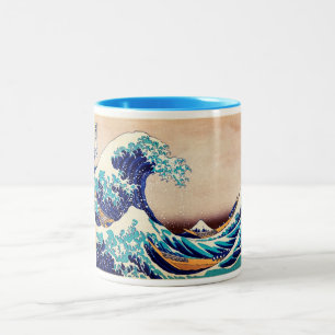 Underbar Wave Av Kanagawa Japansk Vintage Fine Art Två-Tonad Mugg