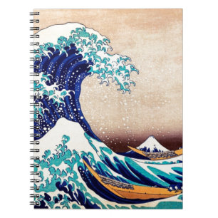 Underbar Wave av Kanagawa japanskt träblock Skriv  Anteckningsbok