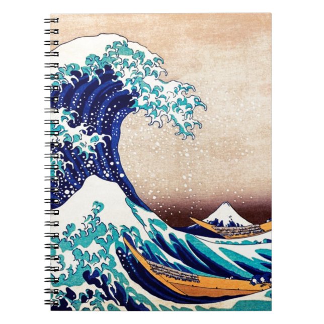 Underbar Wave av Kanagawa japanskt träblock Skriv  Anteckningsbok (Framsidan)