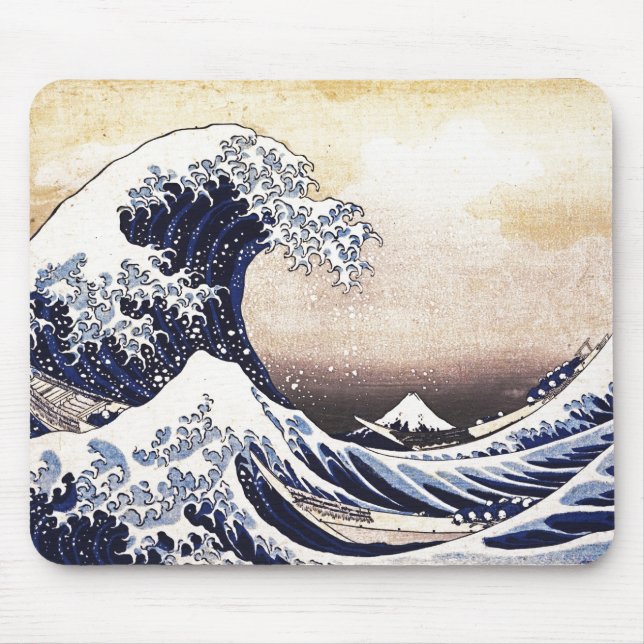 Underbar Wave av Kanagawa japanskt träblock Skriv  Musmatta (Framsidan)