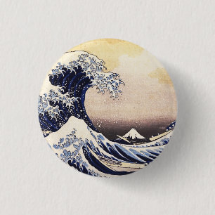 Underbar Wave Av Kanagawa Vintage Japansk konst Knapp