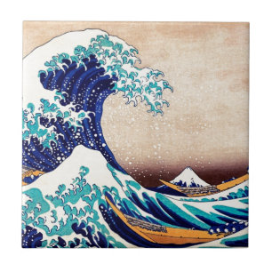 Underbar Wave Av Kanagawa Vintage Japansk utskrift Kakelplatta