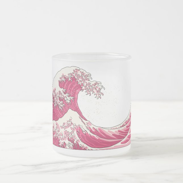 Underbar Wave-frostat glas mugg - rosa (Center)