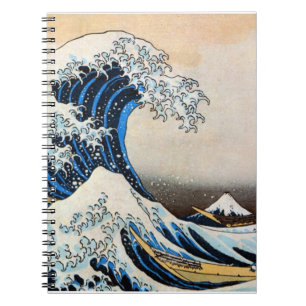Underbar Wave, Hokusai, Ukiyo-e Anteckningsbok Med Spiral