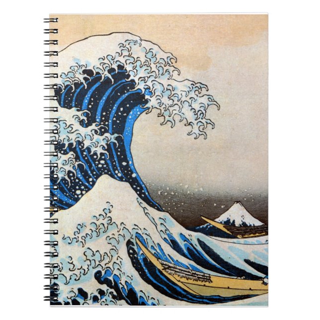 Underbar Wave, Hokusai, Ukiyo-e Anteckningsbok Med Spiral (Framsidan)