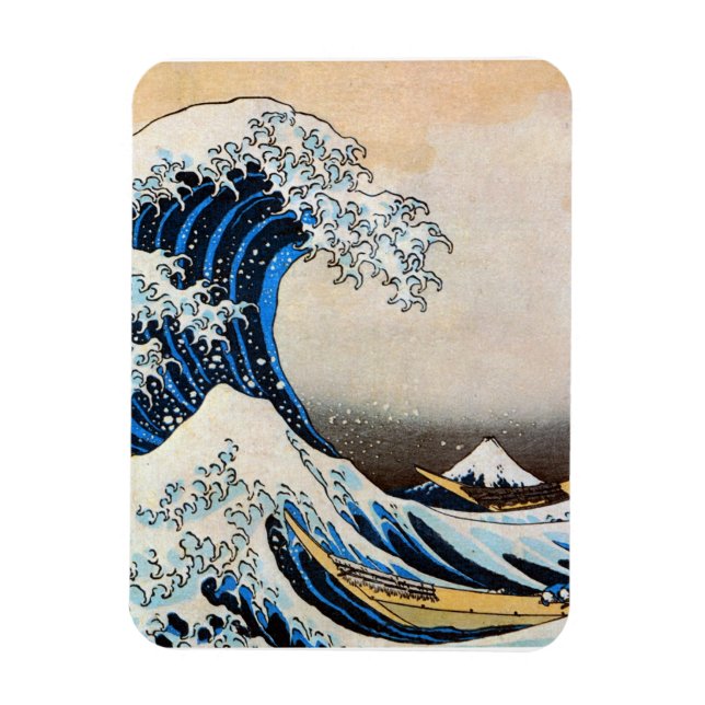 Underbar Wave, Hokusai, Ukiyo-e Magnet (Vertikal)