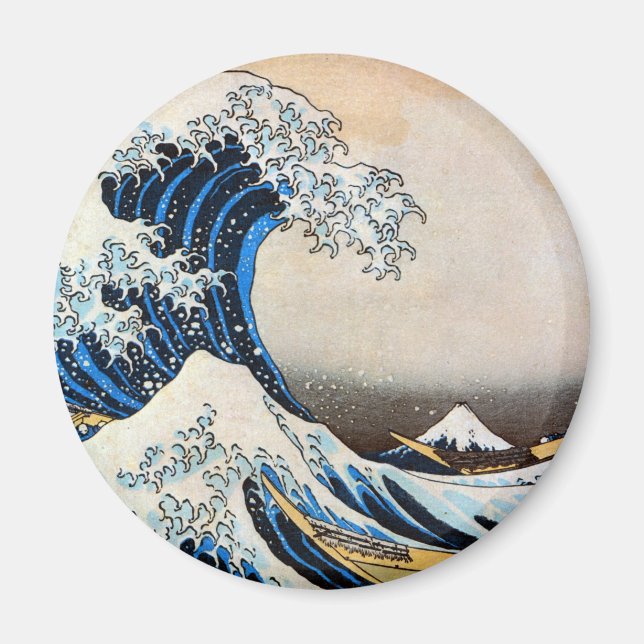 Underbar Wave, Hokusai, Ukiyo-e Magnet (Framsidan)