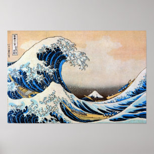 Underbar Wave, Hokusai, Ukiyo-e Poster