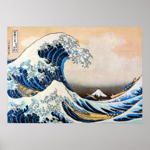 Underbar Wave, Hokusai, Ukiyo-e Poster