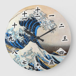 Underbar Wave, Hokusai, Ukiyo-e Stor Klocka