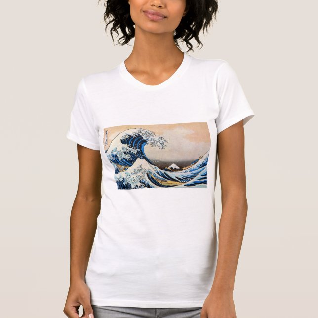 Underbar Wave, Hokusai, Ukiyo-e Tee Shirt (Framsida)