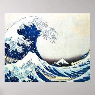 "Underbar Wave" japansk målning av Hokusai Poster