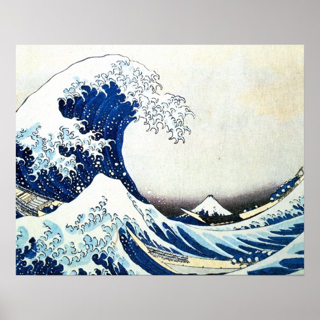 "Underbar Wave" japansk målning av Hokusai Poster (Framsidan)