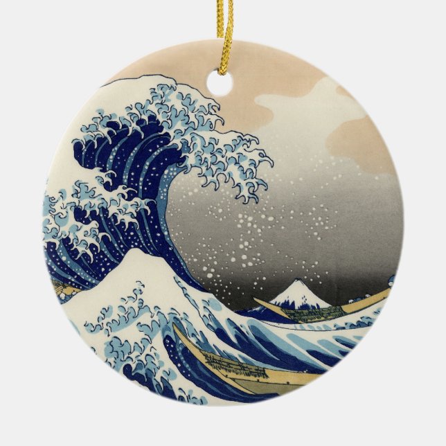 Underbar Wave Kanagawa japansk målning Julgransprydnad Keramik (Framsidan)