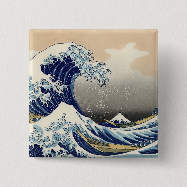 Underbar Wave Kanagawa japansk målning Knapp (Framsida)