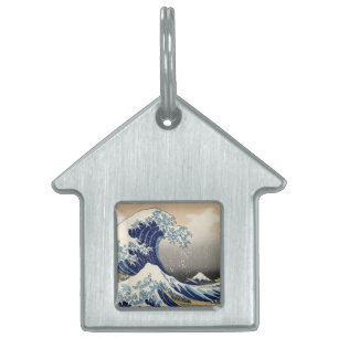 Underbar Wave Kanagawa japansk målning Namnbricka Husdjur