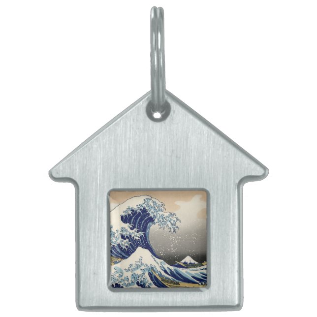 Underbar Wave Kanagawa japansk målning Namnbricka Husdjur (Framsidan)