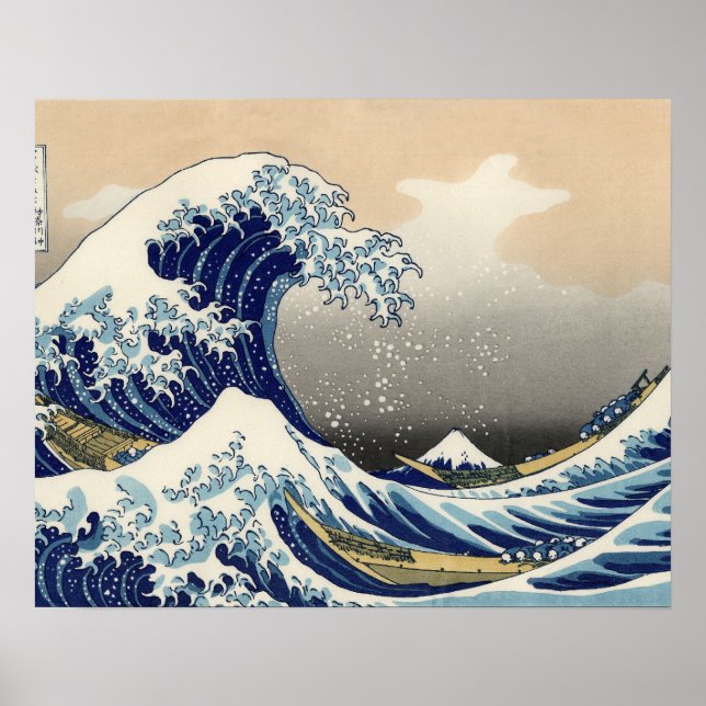 Underbar Wave Kanagawa japansk målning Poster (Framsidan)