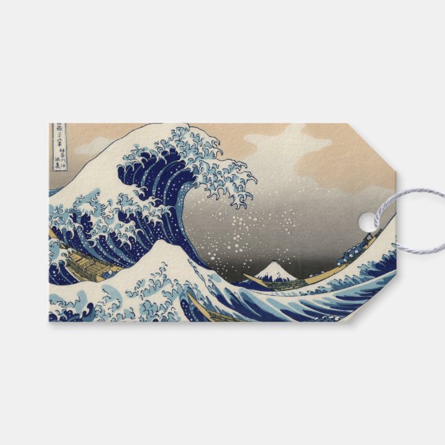 Underbar Wave Kanagawa japansk målning Presentetikett (Framsidan (Horisontell))