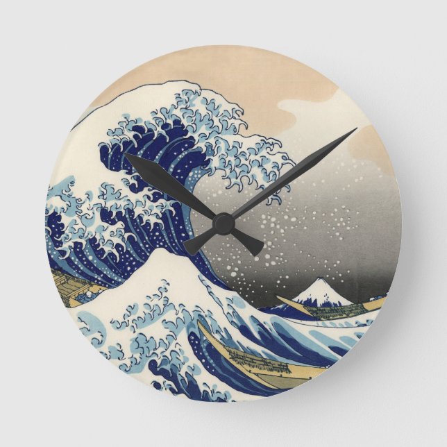 Underbar Wave Kanagawa japansk målning Rund Klocka (Framsida)