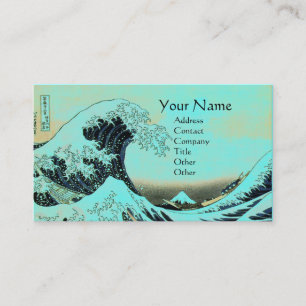 UNDERBAR WAVE MONOGRAM Aqua Blue,Teal Visitkort