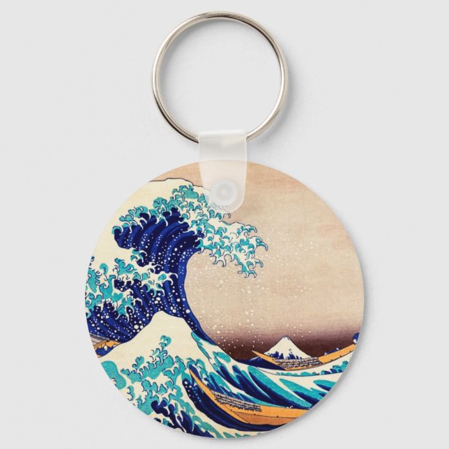 Underbar Wave Off Kanagawa Hokusai Japansk Vintage Nyckelring (Framsida)