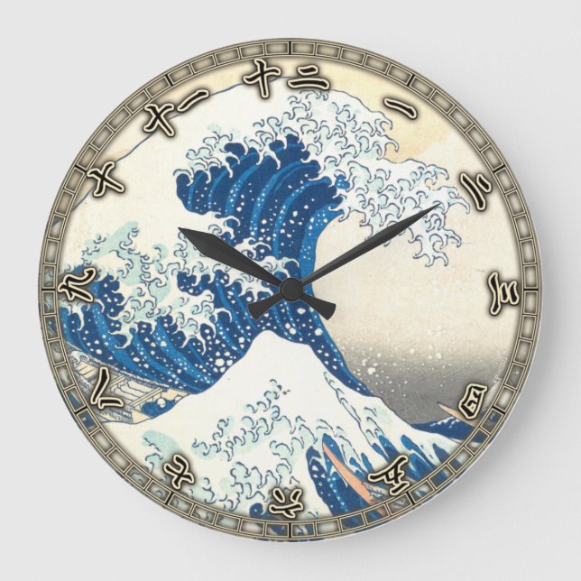 Underbar Wave off Kanagawa, Japansk Art, Hokusai Stor Klocka (Framsida)