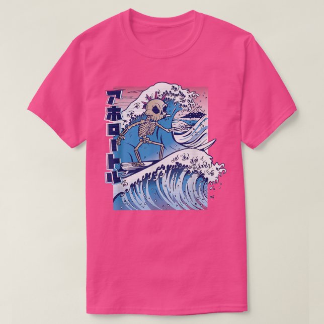 Underbar Wave Skeleton Art-målning  T Shirt (Design framsida)