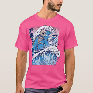 Underbar Wave Skeleton Art-målning T Shirt