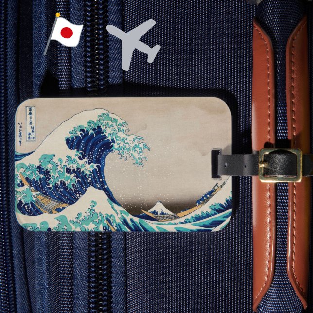 "Underbar Wave"-Vintage Japansk Art Hokusai-Elegan Bagagebricka (Hokusai's "Great Wave" makes an original + stylish luggage tag. Vintage Japanese art for your bags!)