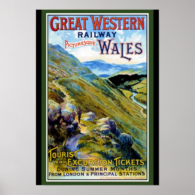 Underbar Western Railway Wales Travel Poster (Framsidan)