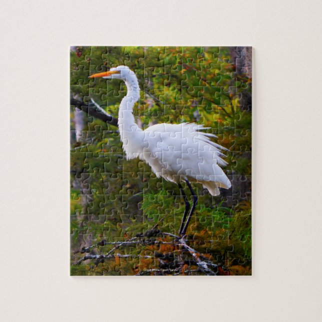Underbar White Egret Florida Jigszle Puzzle Pussel (Vertikal)