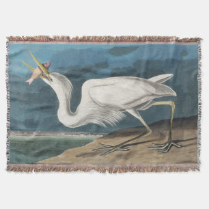 Underbar White Heron Audubon Bird Wildlife Paintin Filt